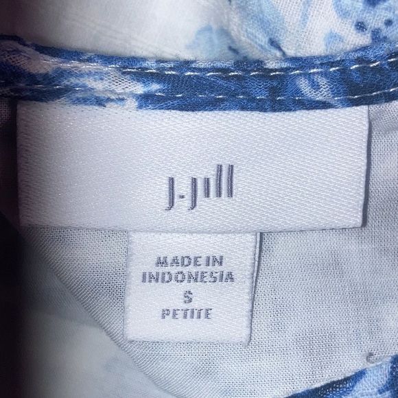 J.Jill Sleeveless White and Blue Floral Toile Lined Maxi Dress Size Small Petite - Picture 3 of 10